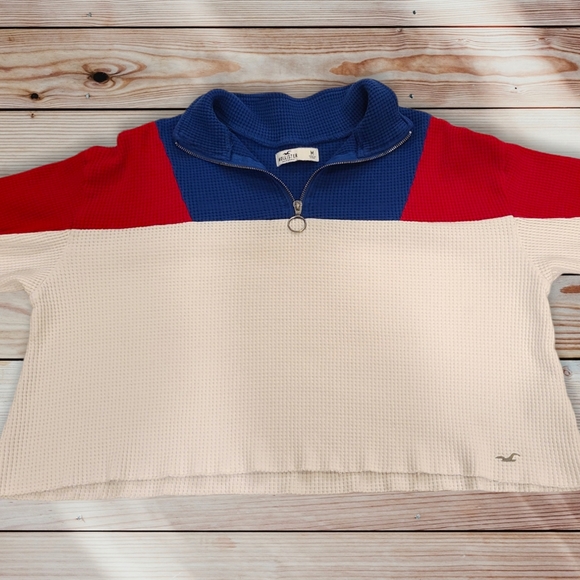 Hollister Cut Off Cropped Cotton Pull Over Shirt Size Medium - Picture 2 of 9